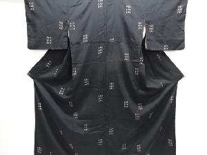 大正ロマン　幾何学模様織り出しお召着物